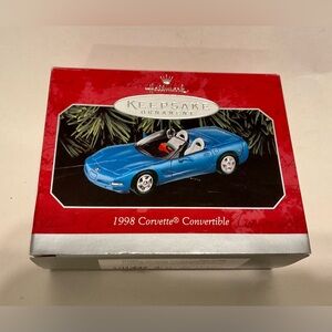 1998 Corvette Convertible 1998 Blue Hallmark Christmas Tree Ornament New in Box.